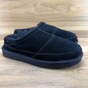 Ugg Koolaburra Graisen Slippers Womens 11 Black Suede Faux Fur Lined